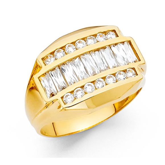 14K Yellow Gold CZ Men's Ring